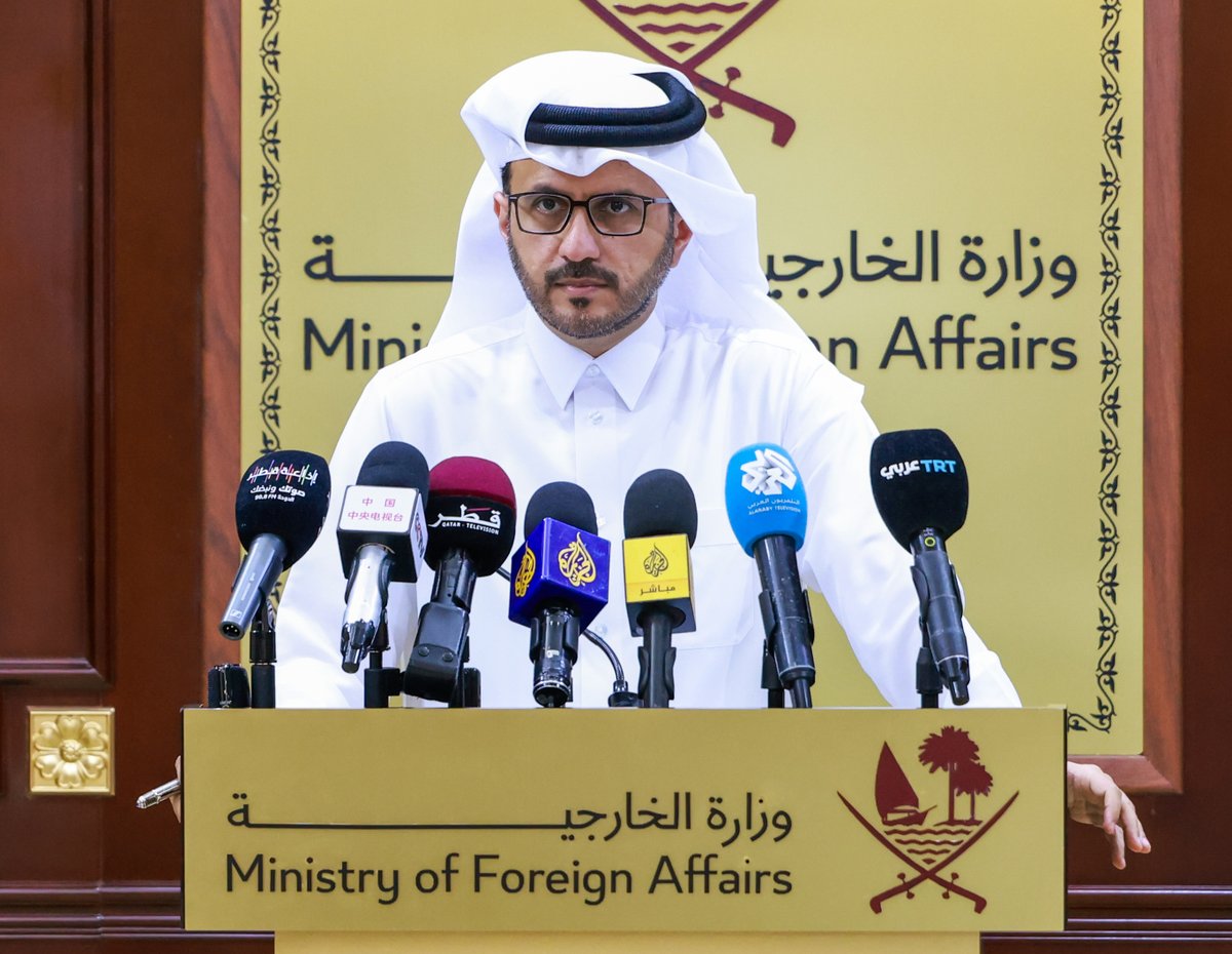 Advisor to Prime Minister and Official Spokesperson for Ministry of Foreign Affairs <a href="/majedalansari/">د. ماجد محمد الأنصاري Dr. Majed Al Ansari</a>: Mediators Received Hamas' Response to Ceasefire Proposal, Awaiting Israeli Position

🔗Read More: shorturl.at/quk5N

#MOFAQatar