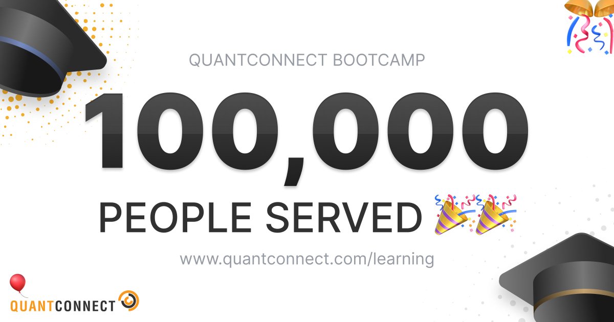 More than 100,000 aspiring quants served with QuantConnect Equities Boot Camp 🎉 

Interested in starting your quant journey? Check it out here qnt.co/boot-camp-101-…
