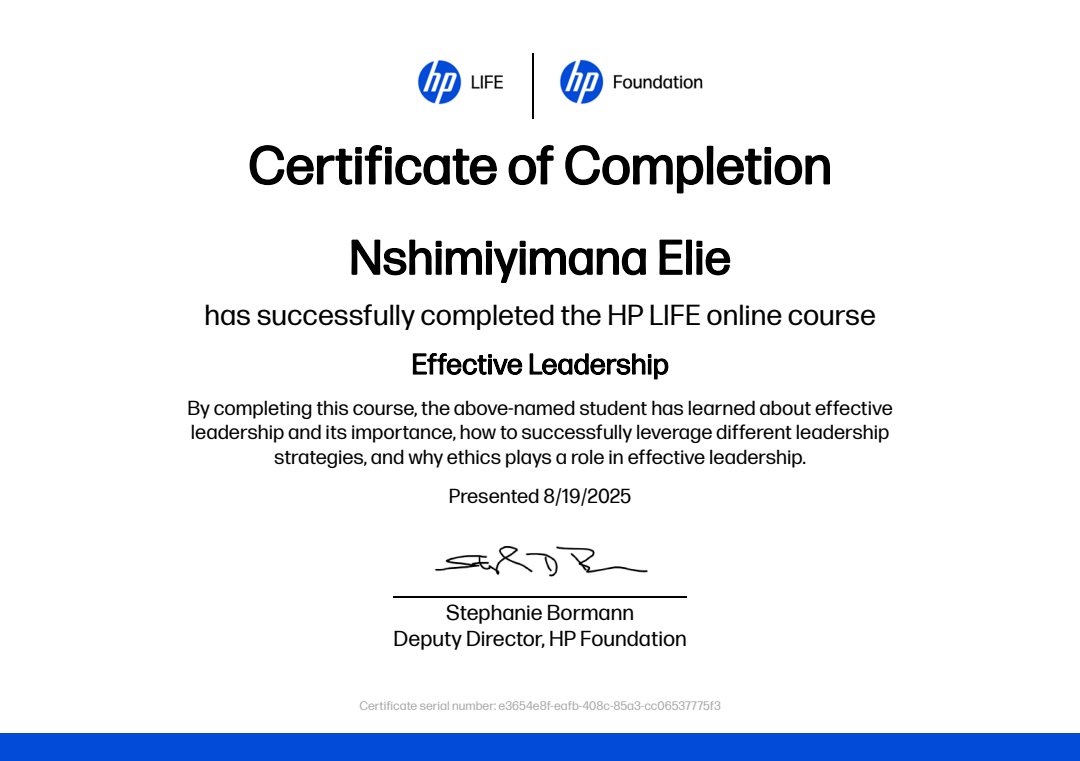NshElie's tweet photo. Excited to announce my completion of the #HPLIFE Effective Leadership course on @Goodwall! Gained valuable skills in leadership strategies, ethical decision-making, & adaptability-ready to apply them to create positive change in my work and community. π€π€π€
#Leadership #Goodwall https://t.co/2udFxX9v3I