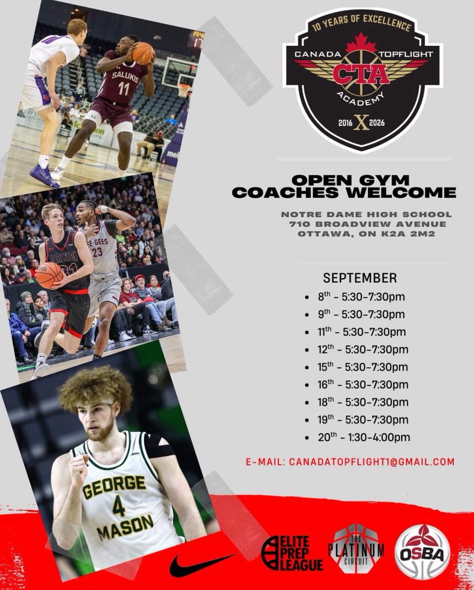 Open gym schedule for coaches to come take a look 👀