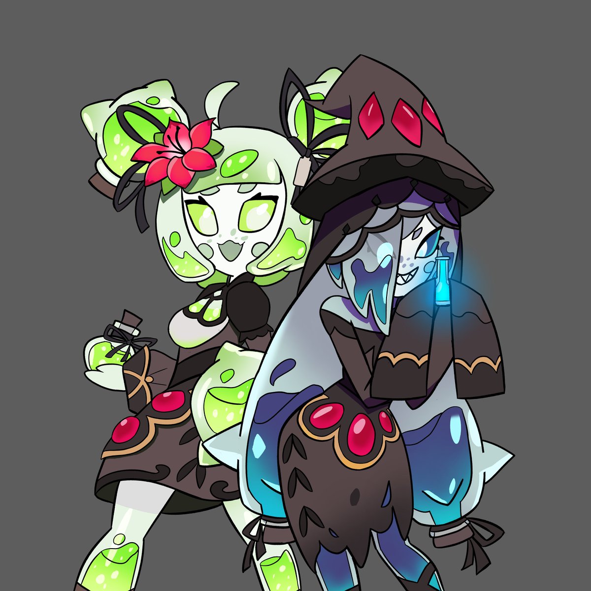 LGraybird's tweet photo. I wonder what they taste like 🤔

Elixa &amp; Noxanne characters of @SqueakyArt 

#art https://t.co/3rROwtWnBX