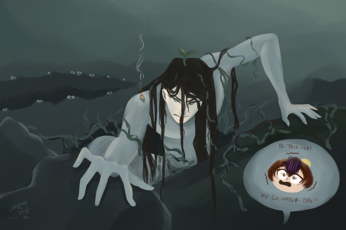 Not_Way_Nee's tweet photo. Uh-oh! The scum villain became a plant?!🌿

I participated in the art+fic telephone game organised by @SvsssEvents and had a really fun time!✨

Want to see how we got here? Want to know how the heck we ended up with lesbians? Check out the 🔗 to the full game below! https://t.co/cj1AYBItEW