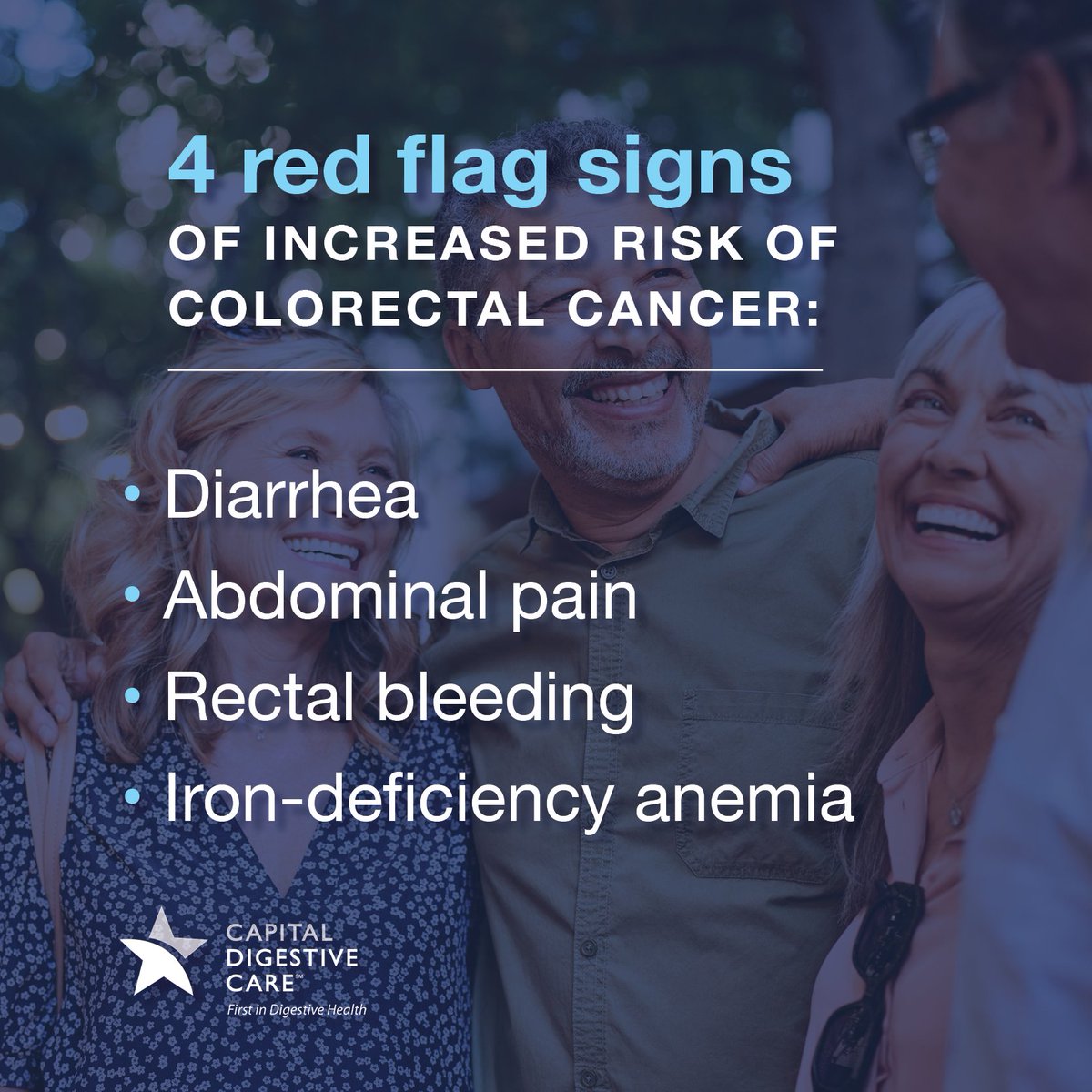 Capital Digestive Care (@capdigestive) on Twitter photo Colorectal cancer is on the rise in younger adults. If you’re experiencing concerning symptoms including diarrhea, abdominal pain, rectal bleeding, and iron-deficiency anemia, talk to a doctor about whether you should be screened. Colorectal cancer is on the rise in younger adults. If you’re experiencing concerning symptoms including diarrhea, abdominal pain, rectal bleeding, and iron-deficiency anemia, talk to a doctor about whether you should be screened.