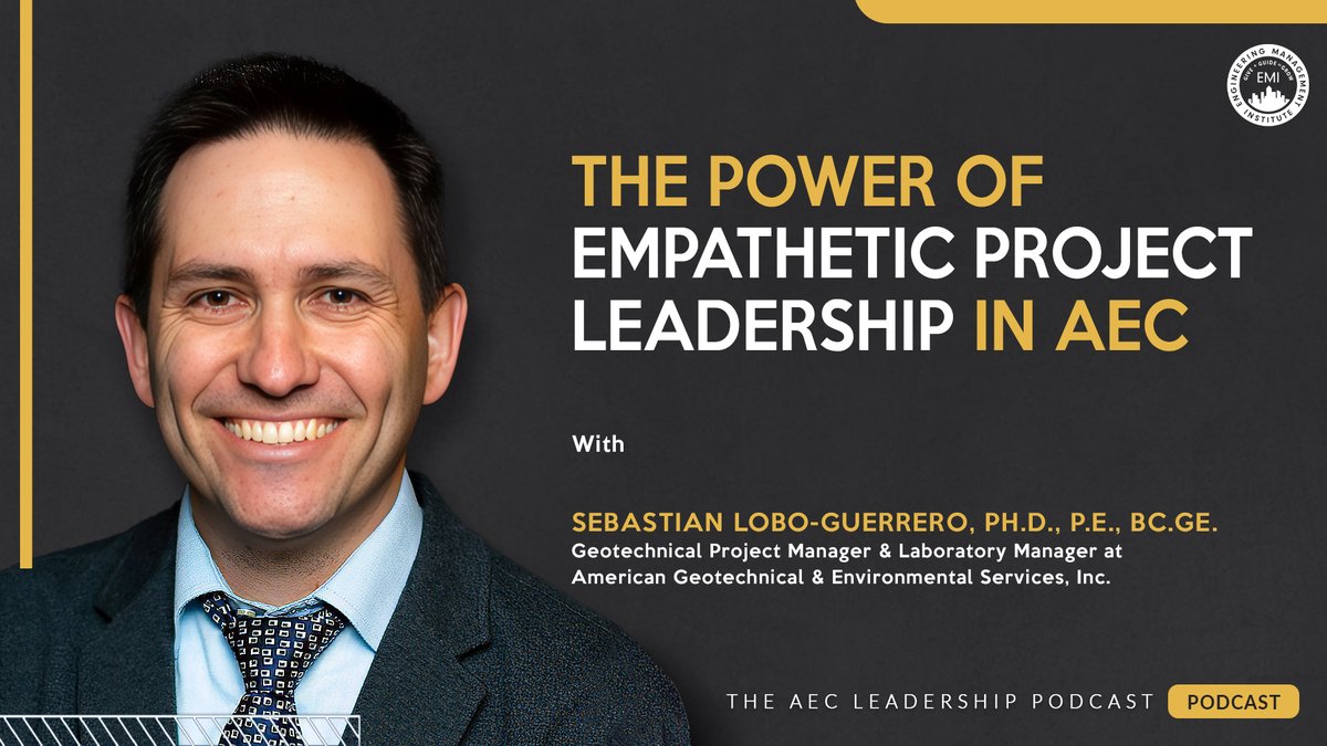 EngMgtInstitute's tweet image. 🔥 Empathy = Better Projects! In this week&apos;s #AECProjectManagement Podcast, Sebastian Lobo-Guerrero, Ph.D., P.E., BC. GE. talks about how empathetic project leadership in AEC builds trust, clarity &amp;amp; stronger teams.👉Listen here: bit.ly/3Uw3Qmi #AEC #EmpathyInLeadership