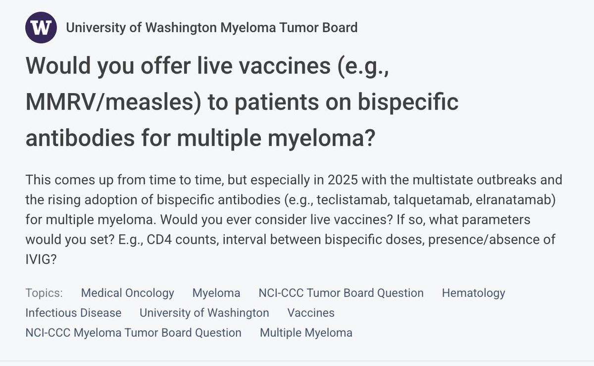 RahulBanerjeeMD's tweet photo. Shoutout to @themednet for hosting great tumor-specific discussions where I've learned a lot about myeloma and more from my colleagues.

No🤳 or character caps, free to use... come join us!

[No COI with them - just a useful website to get advice, e.g. this❓ I asked in June!] https://t.co/BKuZ2I9kmv