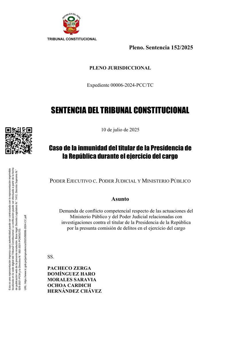 Tribunal Constitucional ordena suspender toda investigación contra un presidente en plenas funciones. O sea que Dina Boluarte solo podrá ser investigada cuando acabe su mandato. Los zurdos y caviares deben estar convulsionando... TC