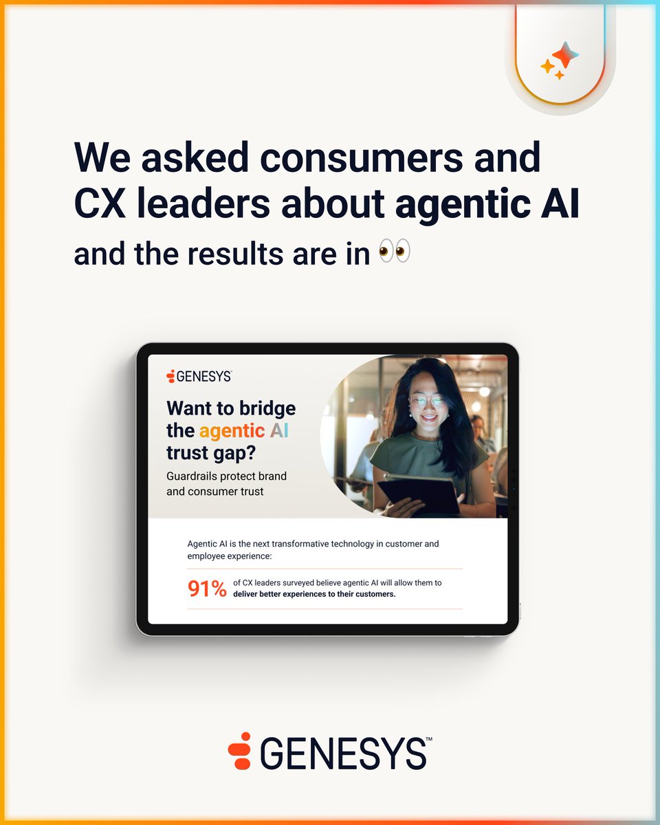 Genesys asked #CX leaders and consumers about #agenticAI and the results were interesting.

TLDR: Enthusiasm for the value #agenticAI can bring is high, but governance structures are lagging. #AI

See where business and consumers stand: gsys.cx/41wkgid