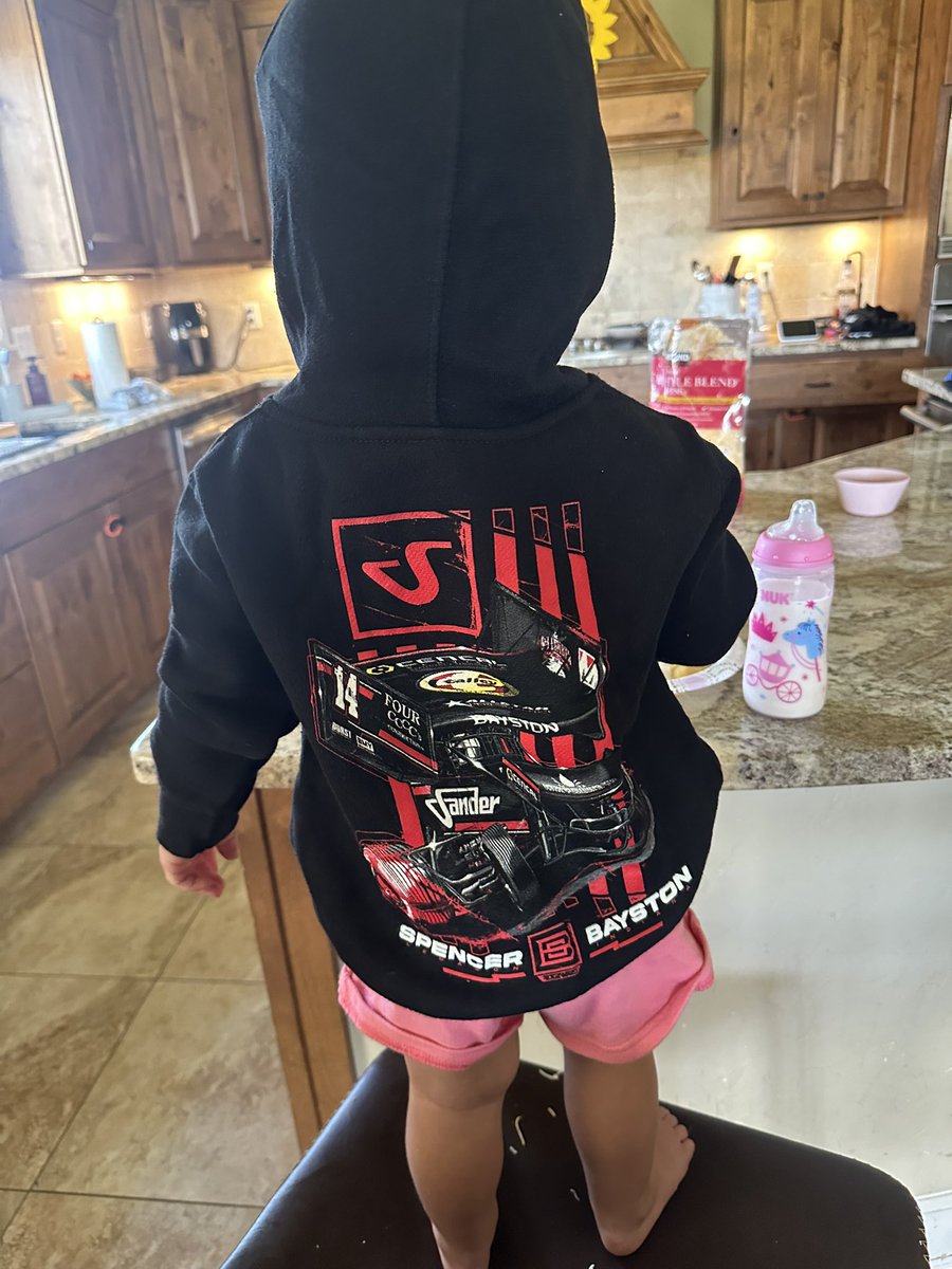 armey37's tweet photo. @spencerbayston sweatshirt arrived for my little girl! Good luck in the 57w this weekend https://t.co/EzcUlPMD7T