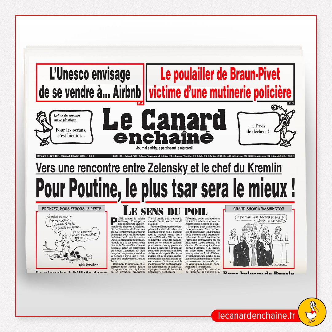 La nouvelle édition du "Canard" est arrivée !

➡️ En ligne sur lecanardenchaine.fr
➡️ Dispo aussi sur l’appli (pour les abonnés)
➡️ Le mercredi chez les marchands de journaux