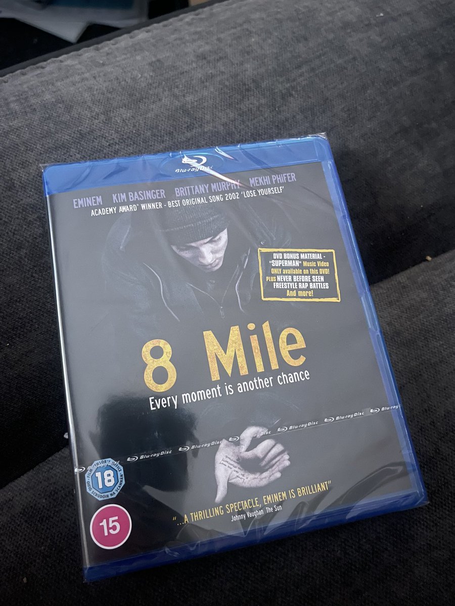 Not my boyfriend going down a Eminem rabbit hole.. then today getting himself a package asking me to open it and it’s 8 mile!?… GUYSS!! 🥹🥹