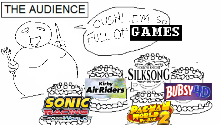 BundrienSnowy's tweet image. We eating good today Boys! 
#SonicRacingCrossWorlds #KirbyAirRiders #pacmanworld2 #bubsy4d #hollowknight