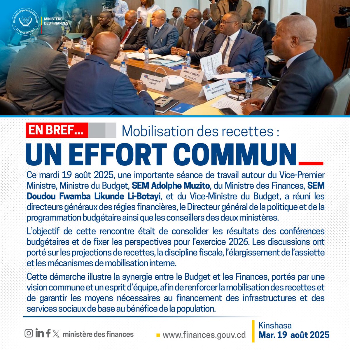 financesrdc's tweet photo. #EnBref ⤵️⤵️ | 19.08.2025 https://t.co/FmOsBCsCJV