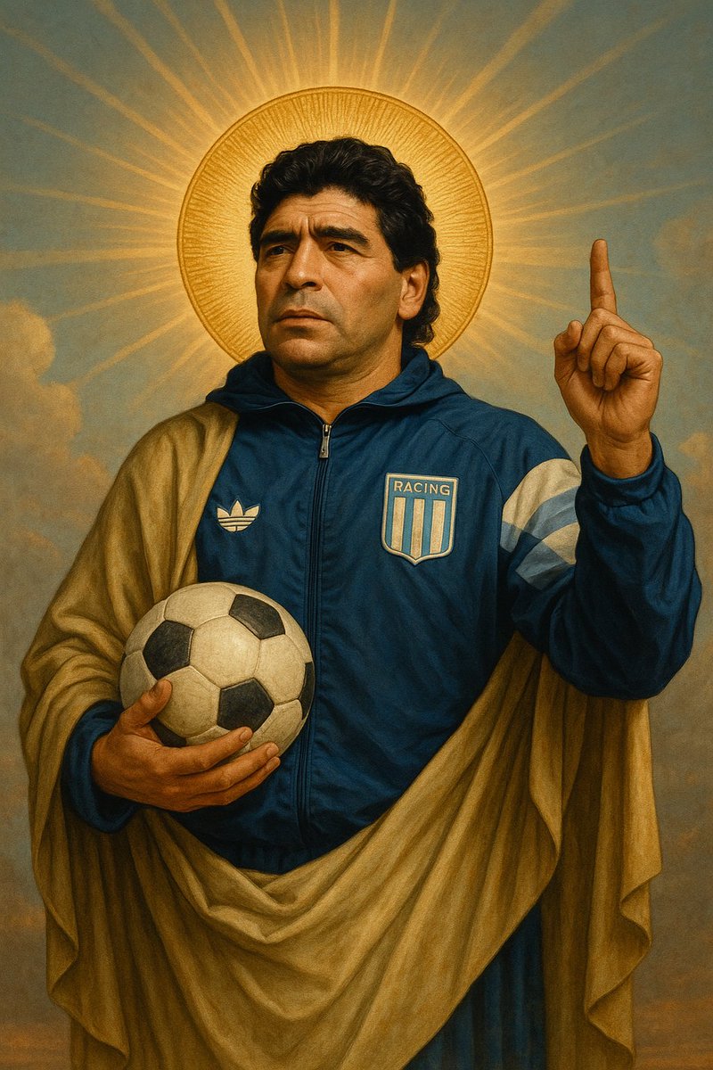 Garchismo's tweet photo. Les comparto un San Diego con la campera de Racing. 
Para protegerte de todo mal
💙🤍 https://t.co/1FvRoQtIRK