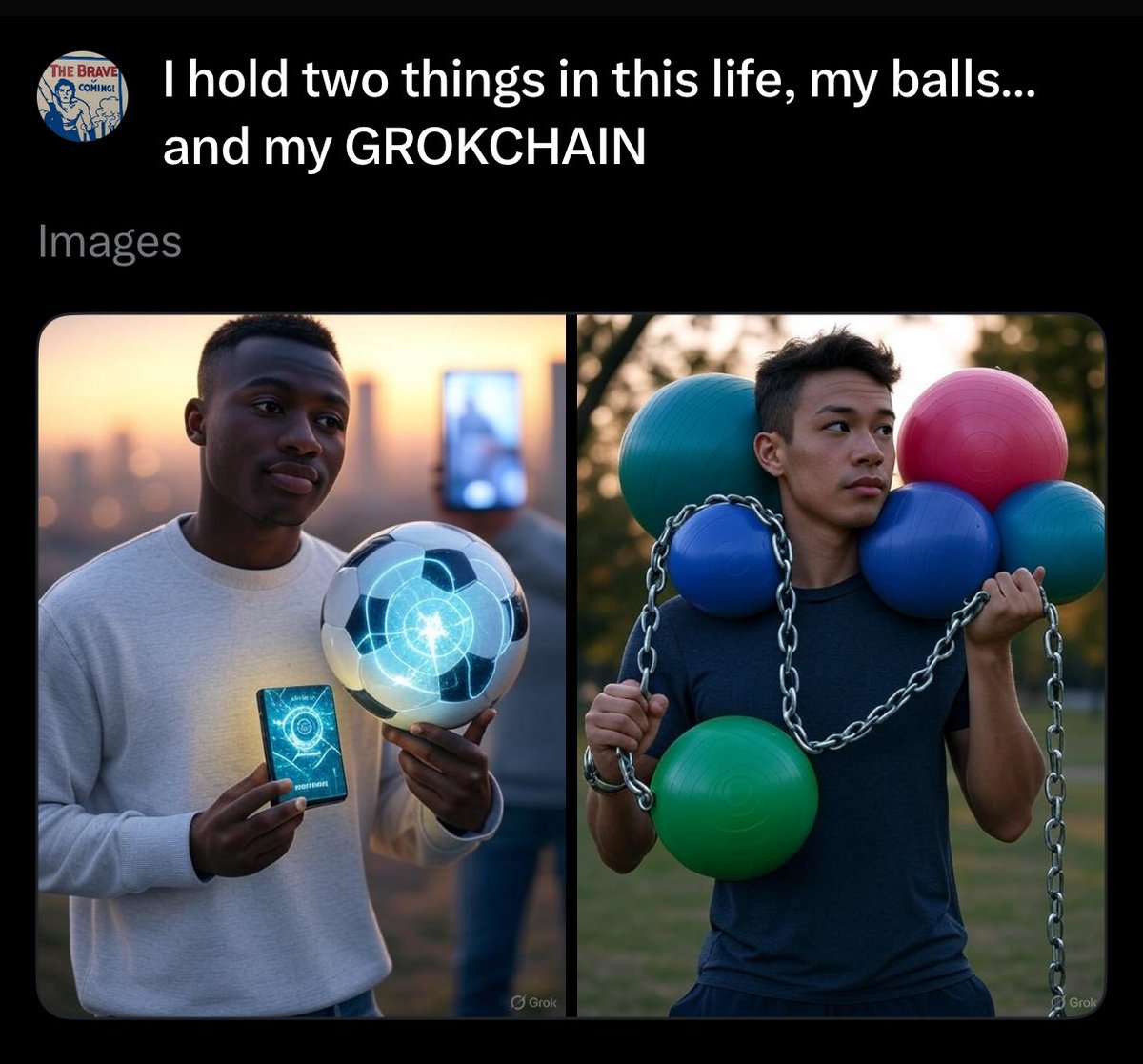 I hold two things in this life, my balls… and my GROKCHAIN 

#GROK #GROKCHAIN
