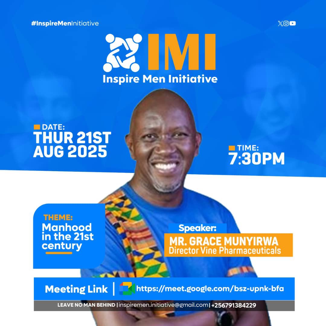 Join us on Thur, Aug 21st, 2025 at 7:30PM for 'Manhood in the 21st century' with Mr. Grace Munyirwa! 
Join via: meet.google.com/bsz-upnk-bfa 
#Leavingnomanbehind
#IMI