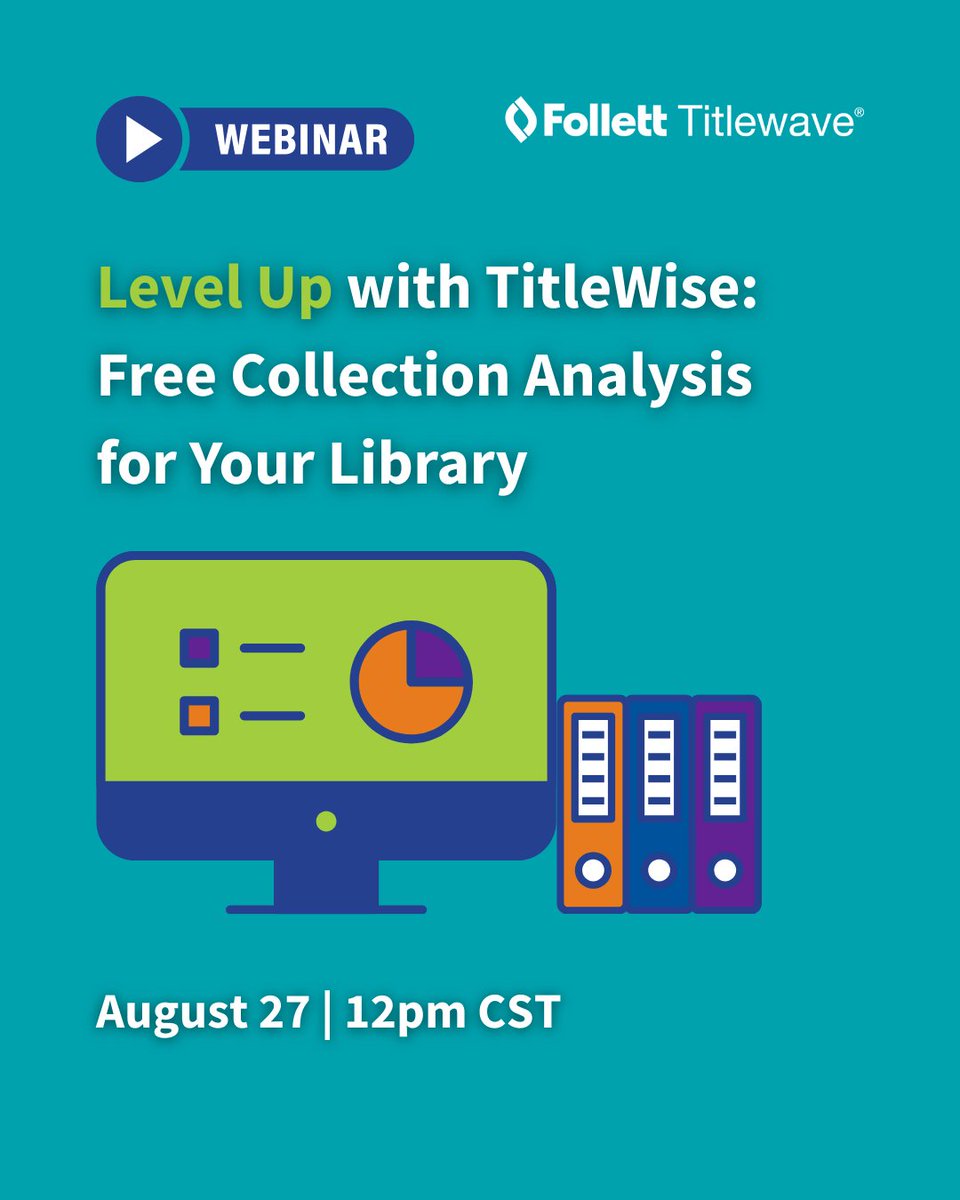 follettcontent's tweet image. Join our free webinar to learn how TitleWise can help you make smarter, data-driven decisions.

✅ Register now! Can’t make it live? We’ll send the recording + resources.
🔗 Sign up here: hubs.ly/Q03Dmxlk0

#BackToSchool #LibraryTools #TitleWise #Titlewave