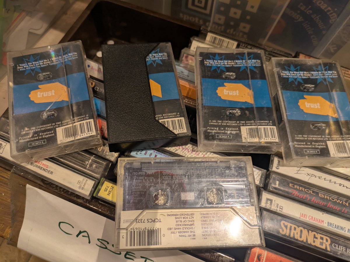 dearianfawn's tweet photo. You wait for one #BrotherBeyond #Trust cassette tape to come along…then four arrive at once 😂 only one copy of #GetEven which included the #StockAitkenWaterman tracks #TheHarderITry and #HeAintNoCompetition - what a mystery 🤔 https://t.co/MMFfVUXAaR