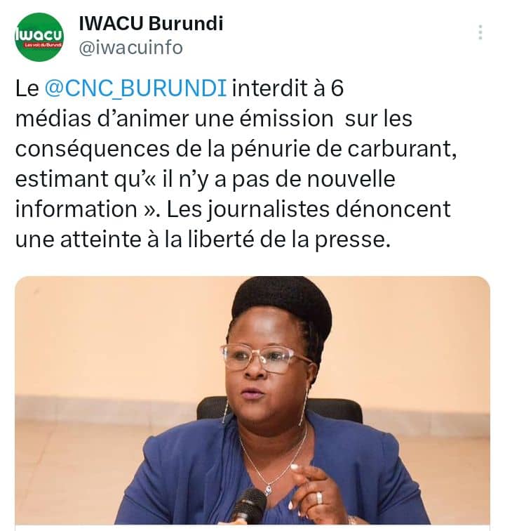 La politique de l'autruche! <a href="/GeneralNeva/">SE Evariste Ndayishimiye</a> et son système s'enfoncent dans le déni. Nier l'évidence en muselant la presse est un aveu d'impuissance de gouverner. #CRN_Ingeri_ya_Rugamba s'active pour le départ du <a href="/CnddFdd/">CNDD-FDD</a> afin de restaurer la transparence dans la gestion du pouvoir.