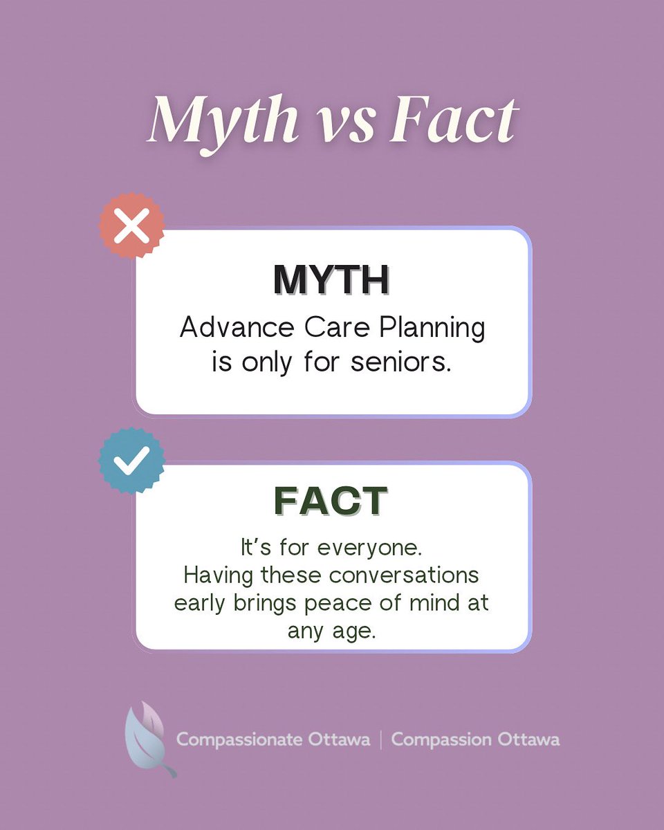 ❌ Myth: Advance Care Planning is only for seniors ✅ Fact: Advance Care Planning is important for adults of all ages. It’s about documenting your values, wishes, and preferences for future care—so your voice is respected, no matter what happens.
Starting early ensures clarity