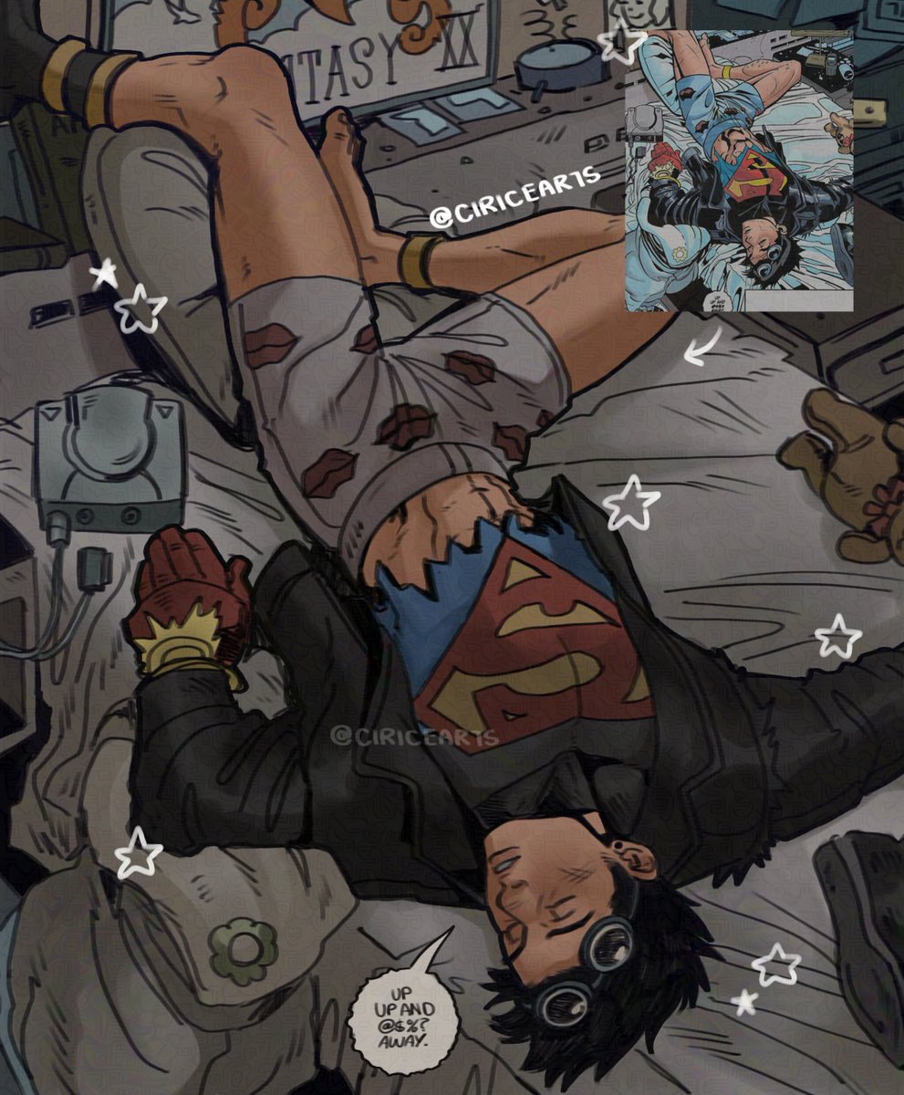 after years i just noticed that the pattern on his boxers are kiss marks? hes so dumb omg #superboy #connerkent