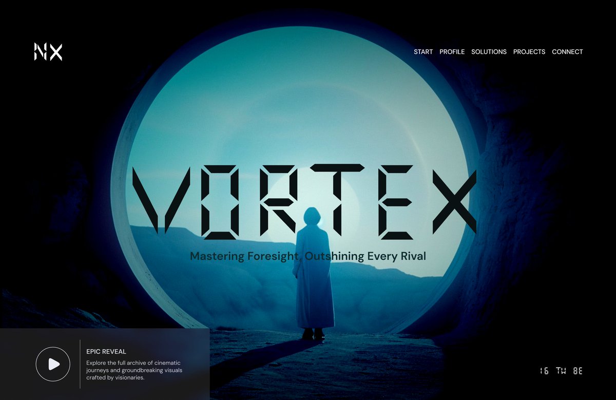 Hercoder556's tweet image. ✨ When design meets storytelling, you don’t just look, you feel.
I designed this concept, VORTEX, to explore how futuristic UI can blend bold typography, immersive imagery, and narrative depth.
Curious: Would you explore further if this were a real brand site? 👀
