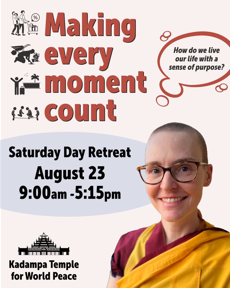 How do we live our life with a sense of purpose? In this day retreat we will learn how to bring inspiration and meaning into daily life through accessing the power of Buddha’s teachings. Everyone welcome!  Intro is on Friday August 22 at 7pm.  #IKRC #Meditation #Retreat
