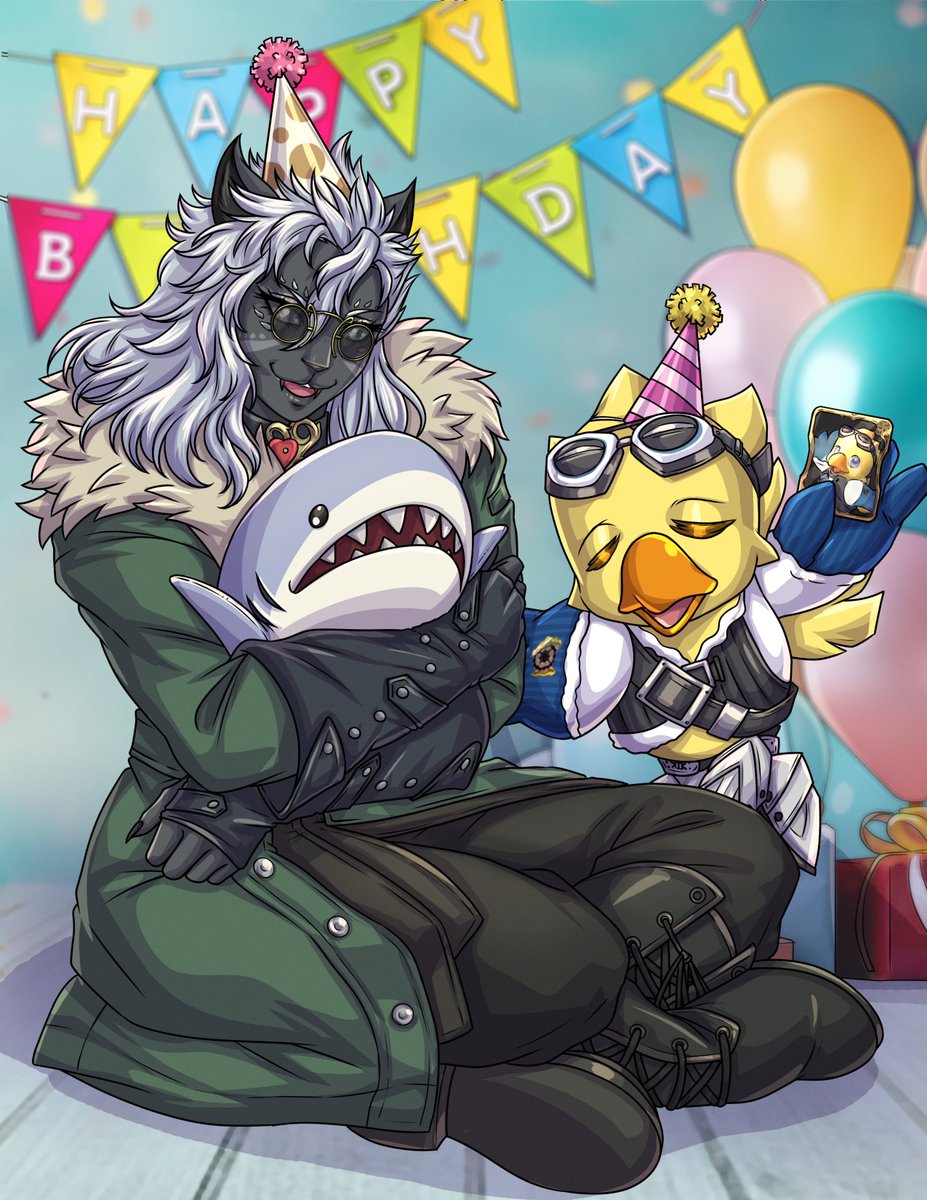 Ryh'na and Kevin celebrating their Birthday together. They seem to enjoy the gifts from each other.
Wonderful art done by <a href="/vanilla_flan07/">ShaiyanO 🌟OPEN Commissions🌟</a>