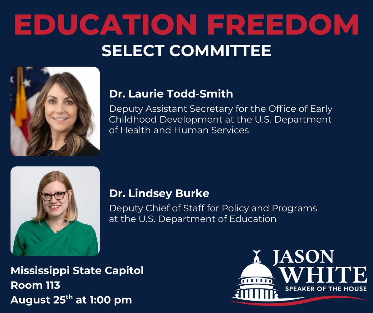 The House Education leadership team is hard at work preparing for our robust Education Freedom bill. My office and I have been fortunate to develop a relationship with The <a href="/WhiteHouse/">The White House</a>, and we are excited to welcome two key education leaders from the <a href="/realDonaldTrump/">Donald J. Trump</a>