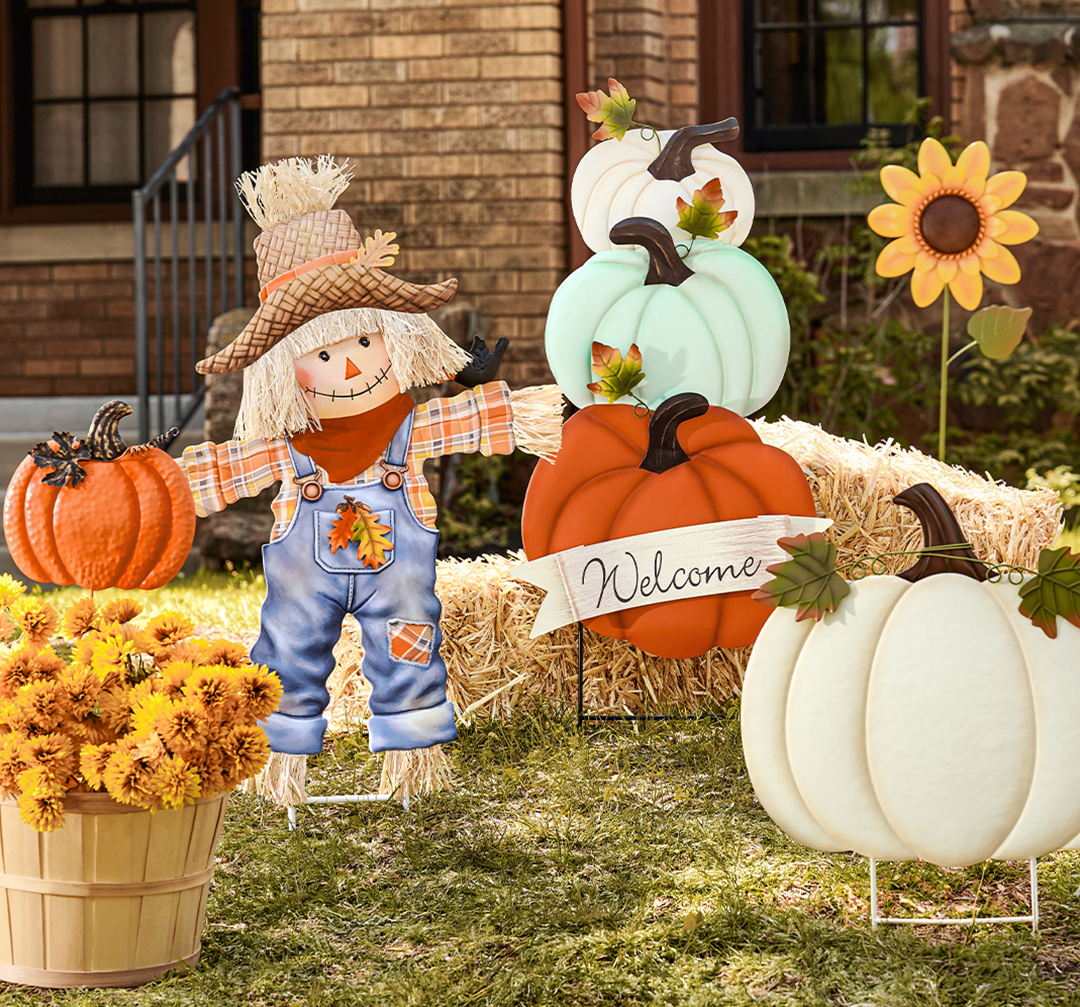Bring autumn charm to your yard with cozy scarecrows, vibrant pumpkins and seasonal florals! 🍂🌻 40% Off Fall this week. bit.ly/46rSHtZ