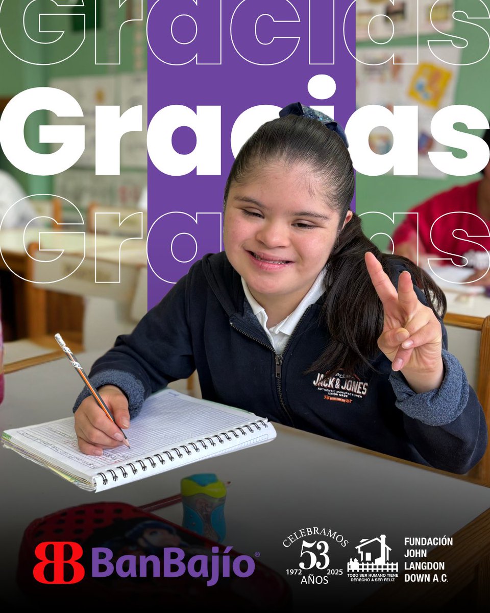 ¡Gracias <a href="/BanBajioMX/">BanBajío</a> por sumarse a nuestra causa a través de su campaña en cajeros!

Gracias a su apoyo, nuestro programa integral seguirá beneficiando a niños, jóvenes y adultos con síndrome de Down, impulsando su aprendizaje, crecimiento y desarrollo.