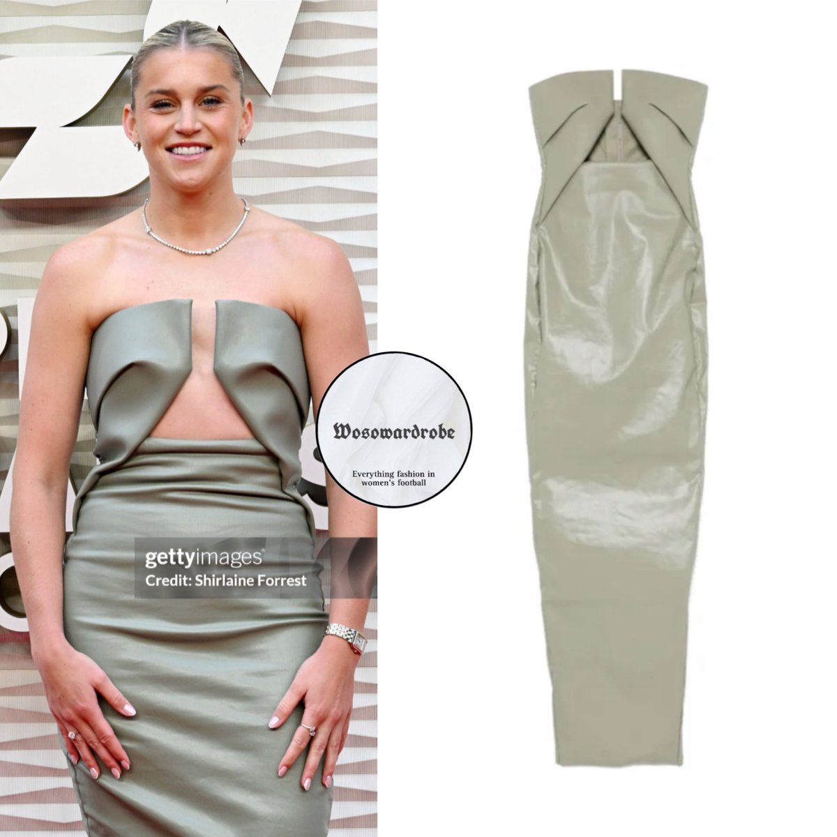 Alessia Russo on the red carpet tonight wearing 
wearing Rick Owen’s Prong gown £582 (discounted) 

#woso #womensfootball #footballfashion