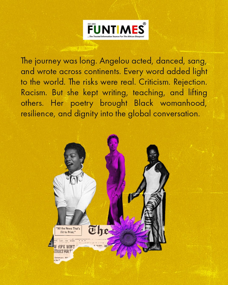 FunTimesMag's tweet photo. Share her wisdom with someone who needs to hear it today. 

#MayaAngelou #RiseUp #SpeakYourTruth #PoetryIsPower #LegacyOfWisdom #WomensHistory #BlackHistory #LiteratureLifts #AngelouQuotes #Inspiration #WordsOfWisdom #WalkWithPride https://t.co/1D18Txb8hs