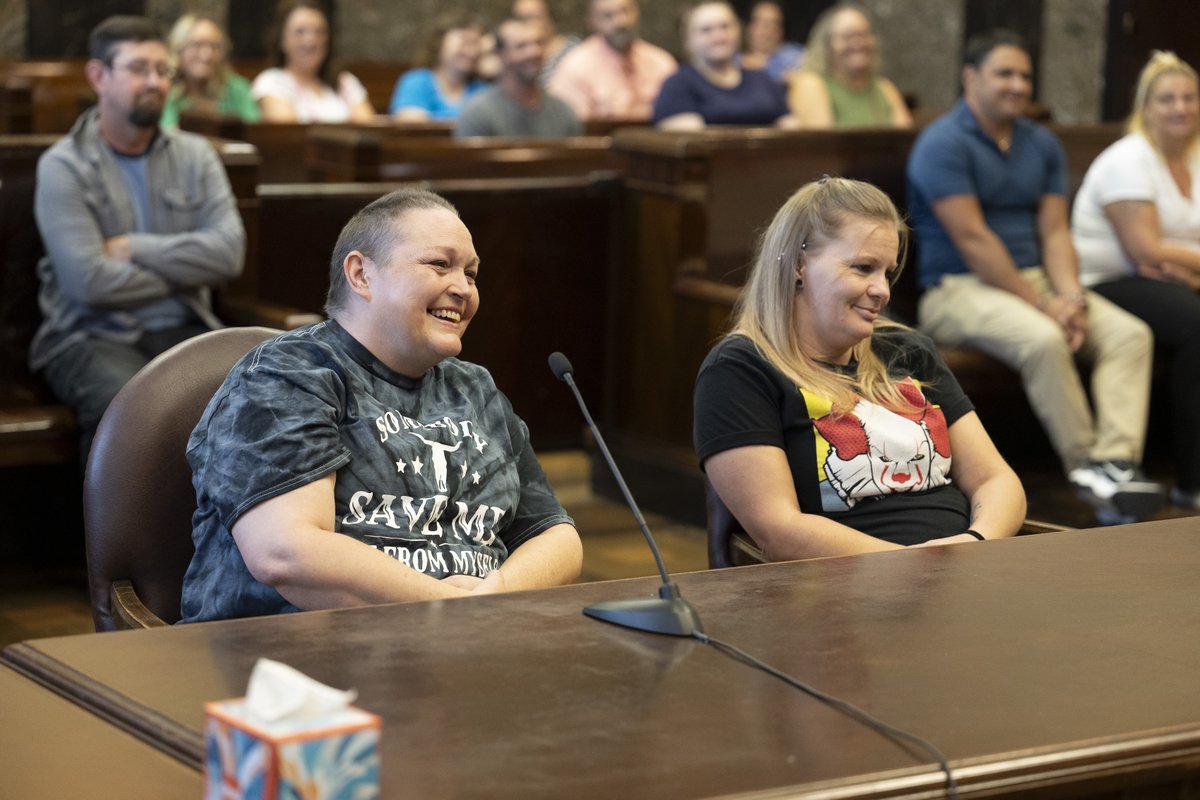 WVcourts's tweet photo. Today the Harrison County Treatment Court honored 4 participants (1 Veterans Treatment Court and 3 Adult Drug Court) in a graduation ceremony in Judge Christopher McCarthy’s courtroom in Clarksburg, WV. https://t.co/IbmYDZ3VTg