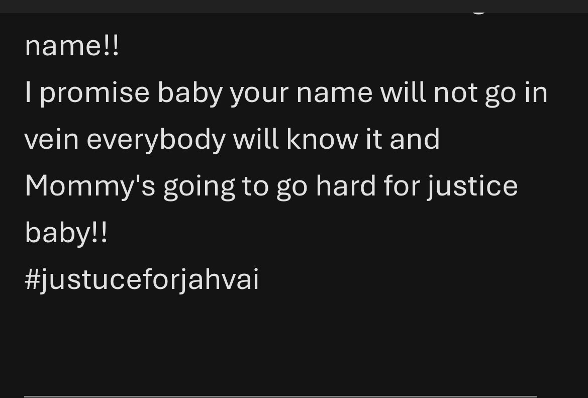 A statement shared by JahVai’s mom.  Her words are incredibly powerful &amp; sad.