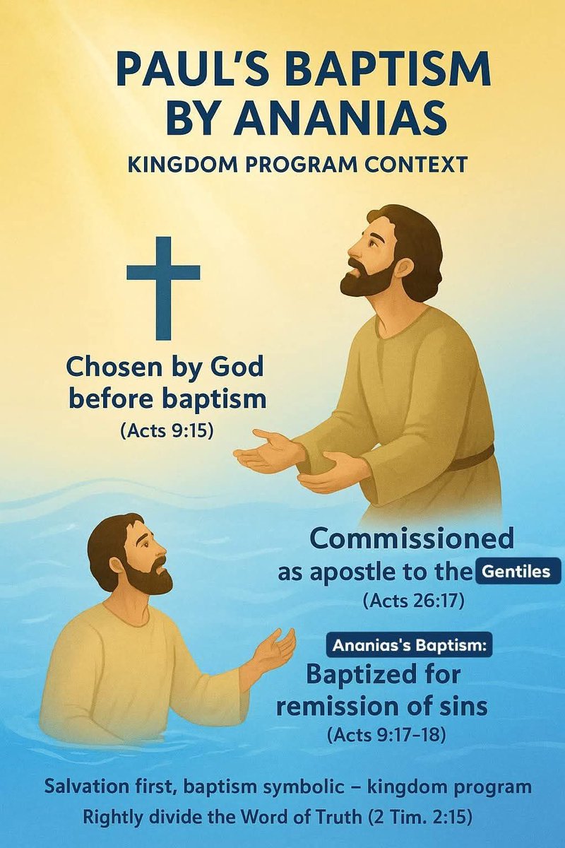 💧 Why Did Paul Allow Himself to Be Baptized by Ananias? ✝️

Acts 9:17–18 tells us that Ananias laid hands on Paul and he was baptized. But why did Paul, the chosen apostle to the Gentiles, submit to baptism? Let’s unpack this carefully:

1️⃣ The Kingdom Program Context

• At
