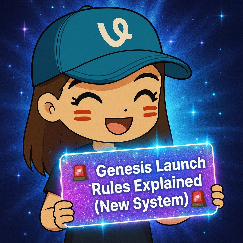 Virtuals.io Genesis Launch Rulesを説明する漫画キャラクター