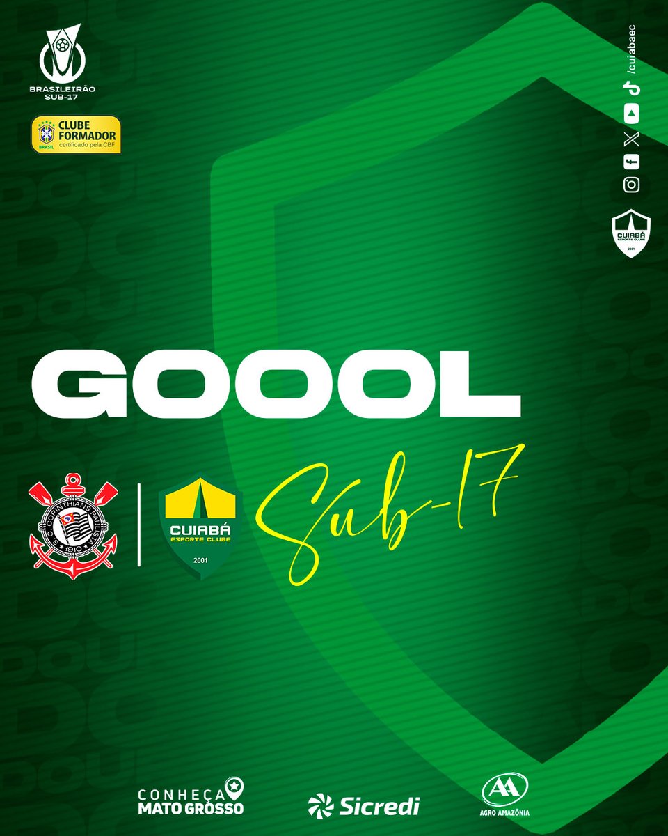 GOOOOOOOOOOOOOOOOOOOOOOOOOL
2ºT | ⏱ 22min – Marcus Vinícius faz o terceiro do Dourado.

COR 2-3 CUI

#OrgulhodeMatoGrosso #CuiaBase