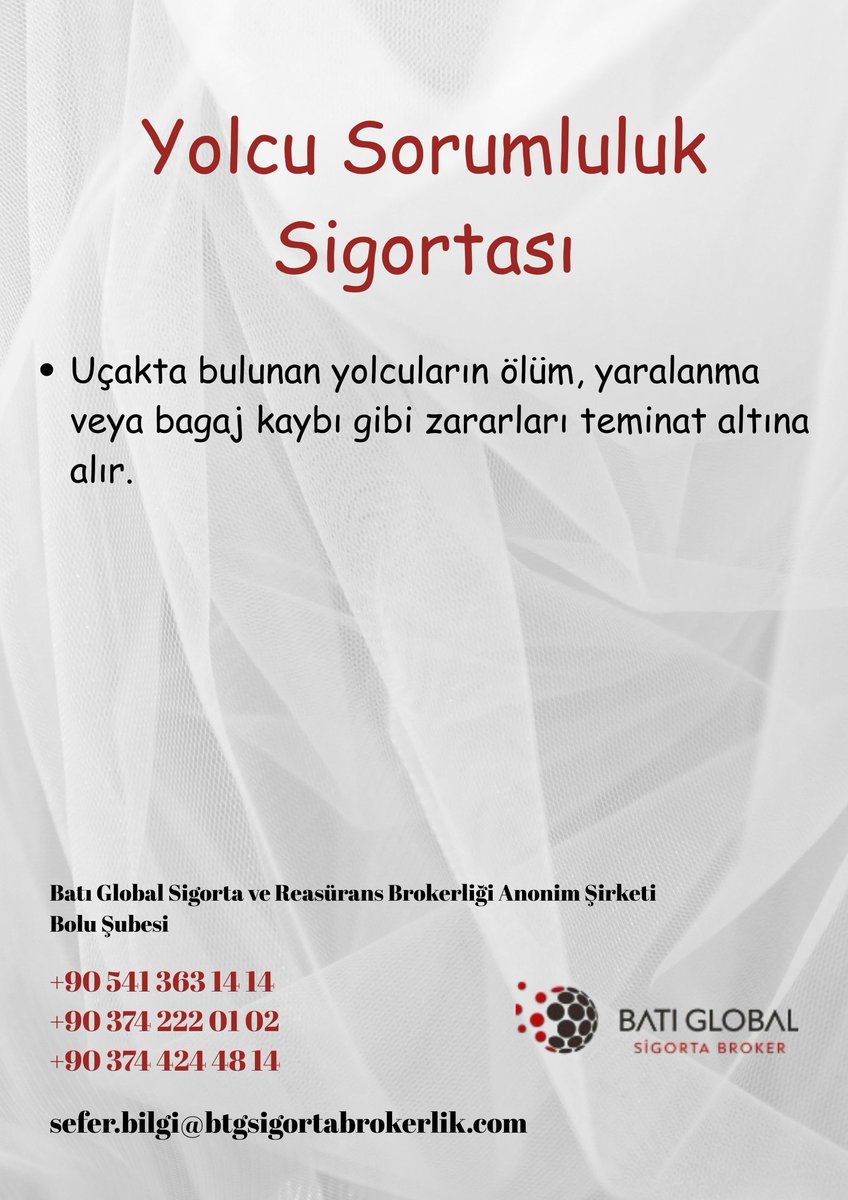 ✈️ Havacılık Sigortası
Uçak, helikopter ve hava araçlarını; kaza, hasar ve üçüncü şahıslara verilebilecek zararlar karşısında güvence altına alır. 🌍✅

btgsigortabrokerlik.com/urunlerimiz/Ha…

#batıglobal
#bolusigortamerkezi
#sigortası #havacılık