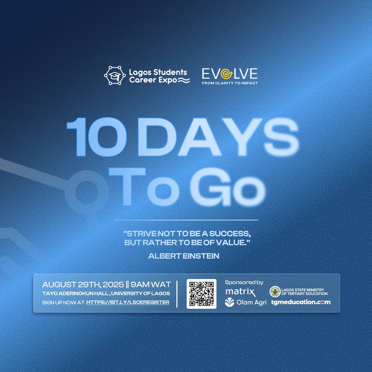 LSCE 2.0 is in 10 Days

📅 Date : August 29,
🕜 Time : 9AM WAT
📍 Venue: UNILAG
_____________________
Register here:
bit.ly/LSCEregister

Already Registered?
Join the community for exclusive event updates and perks:

 bit.ly/4fqVPIP