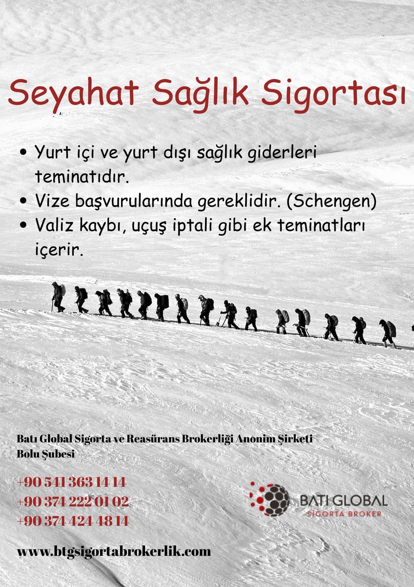 🌍✈️ Seyahat Sigortası
Yurt içi ve yurt dışı seyahatlerinizde sağlık, bagaj ve iptal risklerini güvence altına alır. ✅

btgsigortabrokerlik.com/urunlerimiz/se…

#batıglobal
#bolusigortamerkezi
#seyahatsigortası