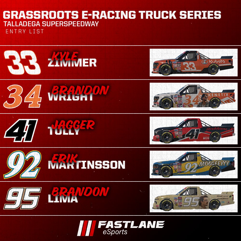 FRLeSports's tweet image. RACE NIGHT for the FRL eSports boys in the Grassroots e-Racing Truck Series! We head to Talladega!

@KDZ_Gaming @BWrightRacing @jagger4800 @Mooseeeyyy @brandonl947