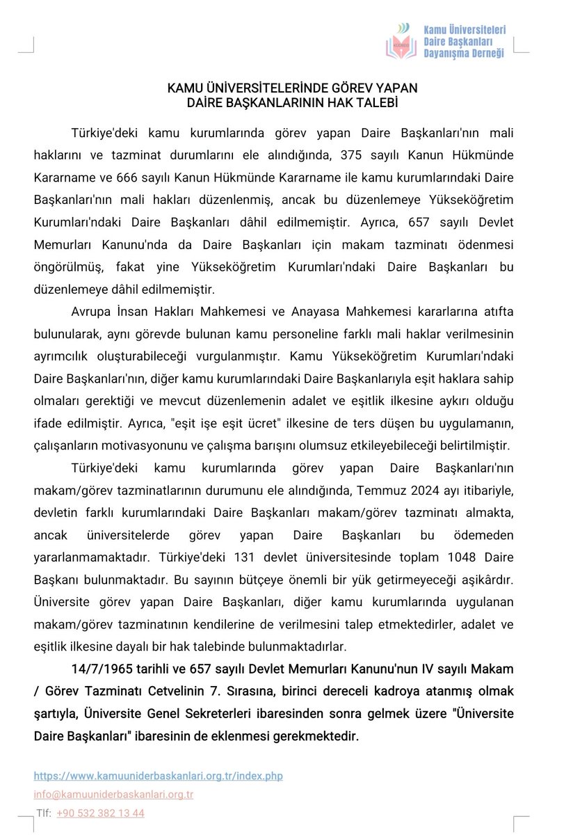 UniBaDer's tweet photo. @tcbestepe @_cevdetyilmaz @memetsimsek @isikhanvedat @avabdullahguler @mustafaelitas @erkanakcay45 @erolozvar @_aliyalcin_ @TalipGeylan06 
Eşit İşe Eşit Ücret. Kamuda ki diğer tüm Daire Başkanları MAKAM/GÖREV TAZMİNATI alıyor. Üniversite de görev yapan Daire Başkanları ALMIYOR Bu haksızlıktır ve adaletsizliktir. Bu haksızlığa bir an önce son verilsin.