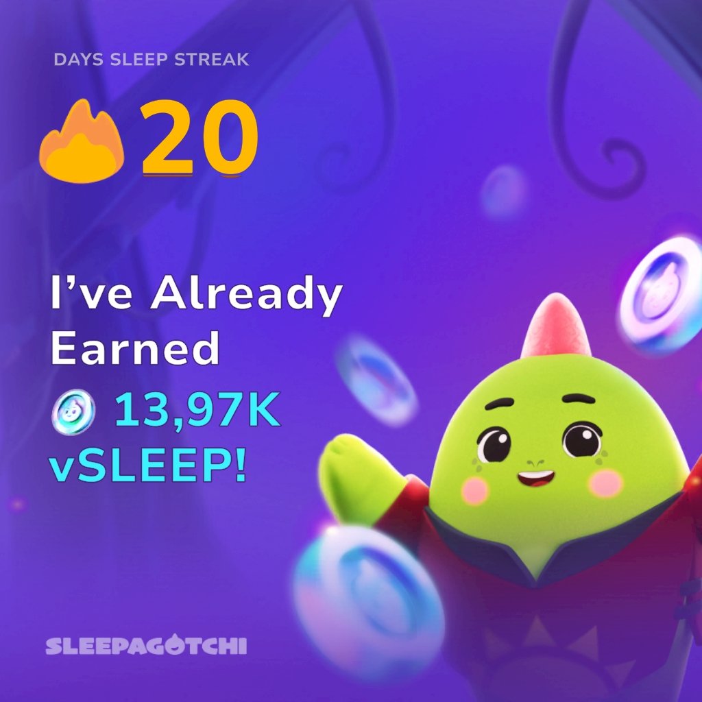 Takeover_19's tweet photo. Got a sleep streak and vSLEEP!
Join me on Sleepagotchi.
https://t.co/xqfjZ62PFz https://t.co/YDzIhfv9r2