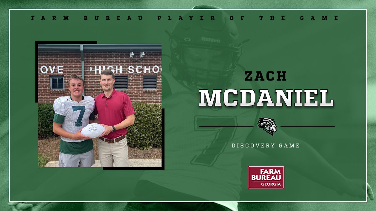 Last weeks Farm Bureau POTG is Sr. Zach McDaniel. Zach connected on two FG's (career long 47 yarder) as well as being 100% on PAT's and sending all but one of his Kickoffs through the endzone for touchbacks. Congrats Zach and thank you Farm Bureau.