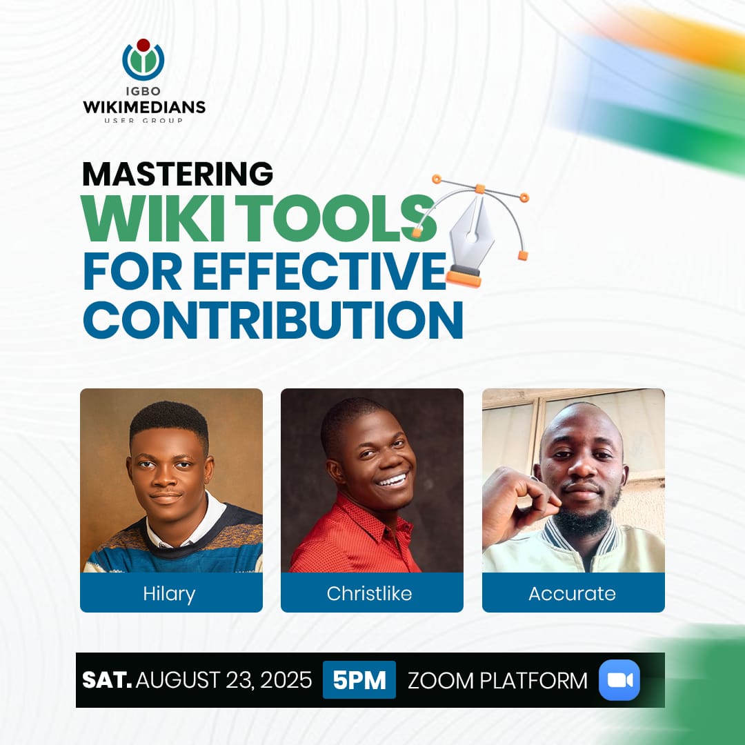 wikimediaigbo's tweet photo. MASTERING WIKI TOOLS FOR EFFECTIVE CONTRIBUTION - AN IWUG WEBINAR 

Ndewonu!

Ever wondered how Event organisers generate their work list? OR how event jurors keep track of all your edits during any Wiki contest?
If you answered YES, then this session is for you!

Join #Thread https://t.co/hVpPRLZDOn