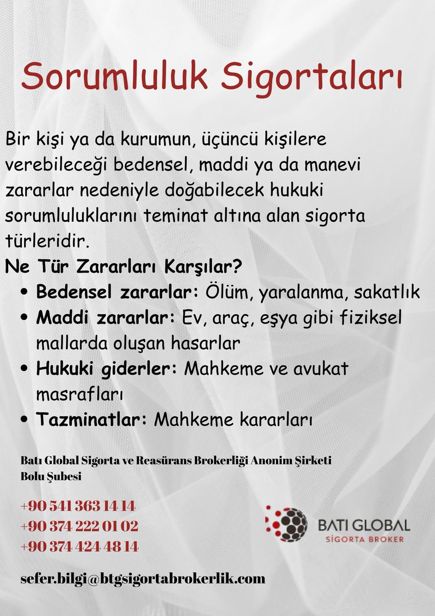 ⚖️ Sorumluluk Sigortası
Kendi hatalarınızın üçüncü kişilere verdiği maddi ve bedensel zararları güvence altına alır. ✅

btgsigortabrokerlik.com/urunlerimiz/So…

#batıglobal
#bolusigortamerkezi
#sorumluluksigortası