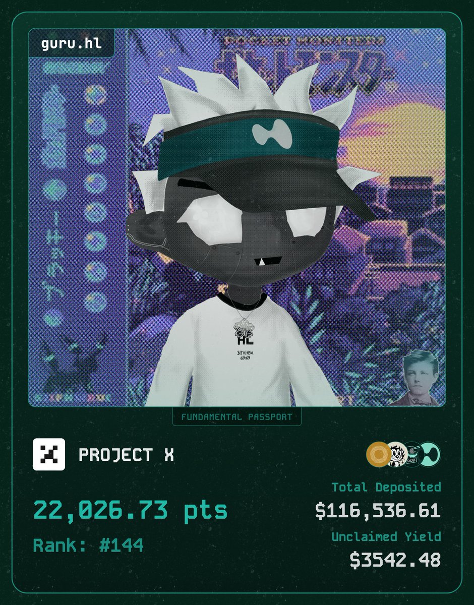 Example of a Fundamental Passport NFT Status snapshot showing points, rank, and deposited value in Project X