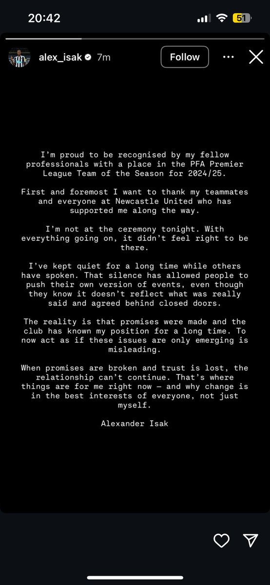 Alexander Isak has put a statement out 👀