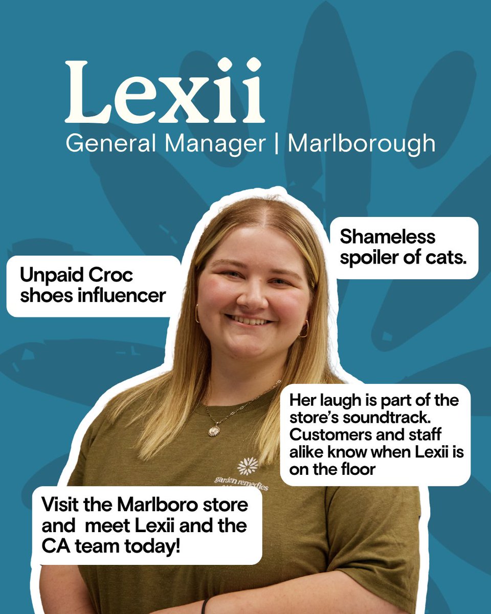 Meet Lexii, our Marlborough GM: part-time Crocs trendsetter, full-time cat spoiler, and the unmistakable laugh you can hear from anywhere in the store. 

Visit the Marlborough store and meet Lexii and the CA team today!