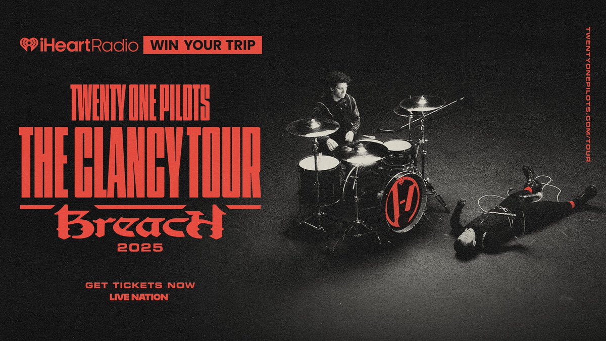 iHeartRadio's tweet photo. This is it. @twentyonepilots. YOU. LIVE. 🎤 

Step 1: Listen here to enter ➡️ https://t.co/i6F7pJboSs 

Step 2: Could be to pack your bags 🧳 https://t.co/g6xvOazo85